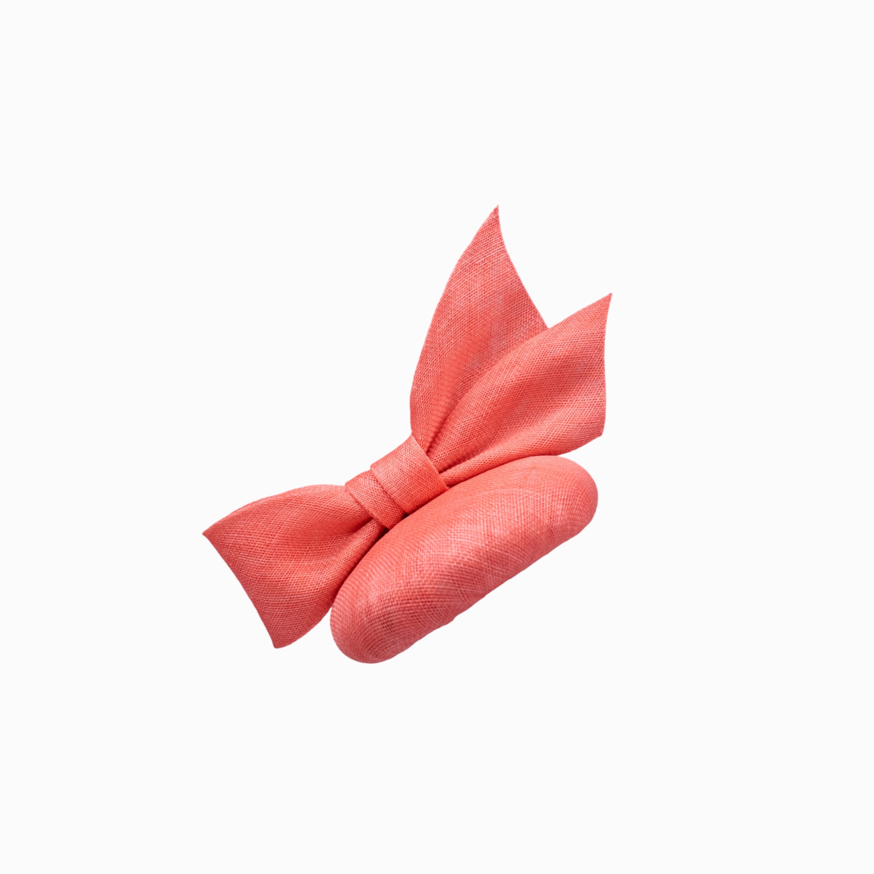 Coral Sinamay Fascinator Hat: Couture Bow Pillbox, Wedding  display picture 1