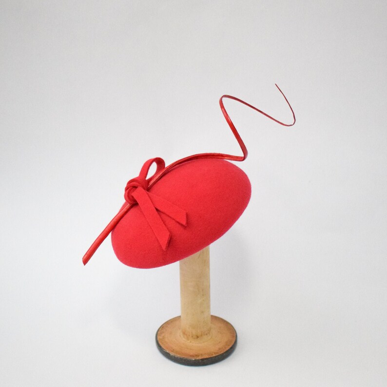 Red Womens Pillbox Fascinator Hat KATARINA Red Wedding Hat Etsy UK