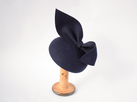 large navy blue wedding hat