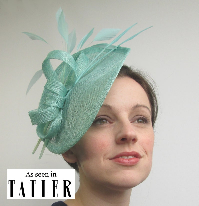 Aqua Blue Hatinator Aqua Fascinator Hat Saucer Hat Mint Etsy