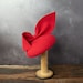 Red Felt Fascinator Hat - Womens Wedding Hats - Large Bow Hat - Couture Millinery - Felt Pillbox Percher 