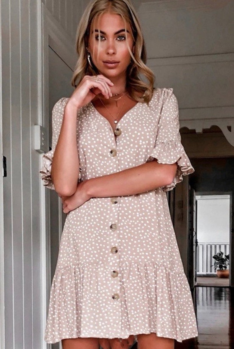 Short Sleeved Ruffled Mini Dress-free ship