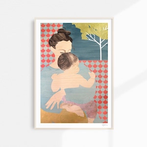 Arte da parete stampabile per madre e bambino - Festa della mamma, stampa digitale, maternità, regalo per la madre, neonato, arte dell'asilo nido, decorazione della parete, arte stampabile