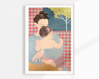 Mother and Baby Printable Wall Art - Mother's Day, Digital Print, Motherhood, Mother Gift, New Baby, Nursery Art, Wall Decor, Printable Art