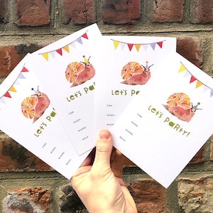 Afdrukbare uitnodiging voor feest, verjaardagsuitnodiging, Instant Download, feestuitnodiging, slak, bosfeest, feestbeest, kinderverjaardag