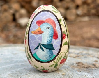 Hand Painted 3 Ducks Wooden Easter Egg- Personalized Egg Ornament- Polish Pisanki- Custom Pysanky- Easter Gift- Heirloom Easter Decoration