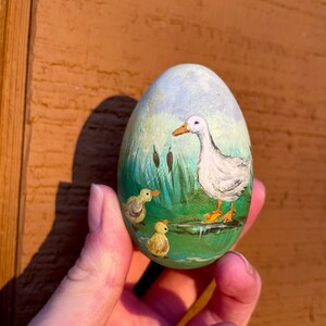 Hand Painted Duck Wooden Easter Egg- Personalized Egg Ornament- Polish Pisanki- Custom Pysanky- Easter Gift-Easter Decoration- Floral Decor