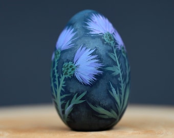 Oeuf de Pâques en bois peint à la main - Ornement d'oeuf personnalisé - Pisanki polonais - Pysanky personnalisé - Cadeau de Pâques - Décoration de Pâques - Décor floral