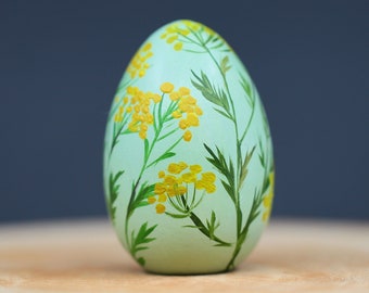 Oeuf de Pâques en bois peint à la main - Ornement d'oeuf personnalisé - Pisanki polonais - Pysanky personnalisé - Cadeau de Pâques - Décoration de Pâques - Décor floral