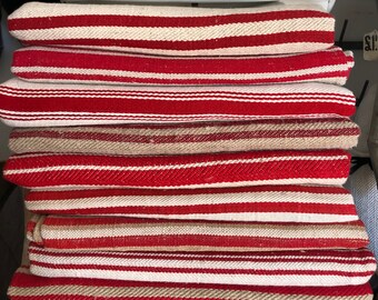 Antique European Feed Sack GRAIN SACK Red Stripe # 10226