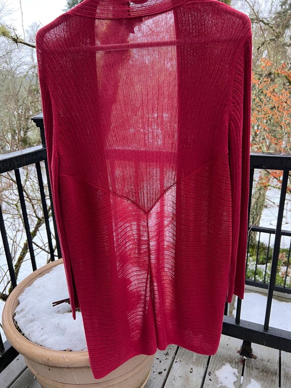 Cranberry Red Eileen Fisher Open Front Cardigan - image 1
