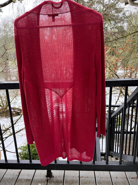 Cranberry Red Eileen Fisher Open Front Cardigan - image 2