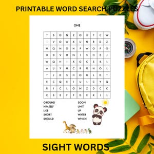 Word Search for Kids - Sight Words 8 Printable Puzzles - Pre-K & Kindergarten Learning - Instant Download -