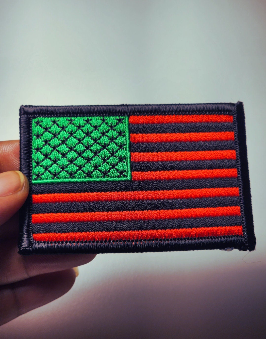 African American Iron-on Embroidered Clothing Patch Flag Black