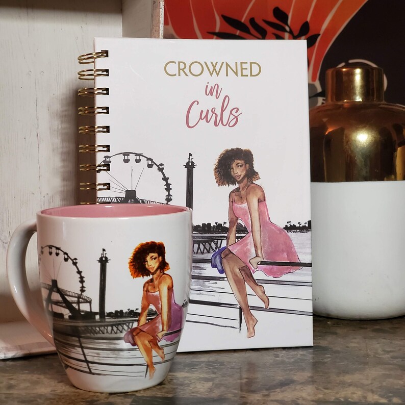 Crowned in Curls Journal and Mug Set Tea Mug Gift Set Etsy