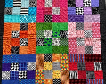 Modern Baby Quilt, "Blake";  Geometric; Bright Colors; Lap Quilt; Play Mat; Wall Art; Baby Blanket; Gender Neutral