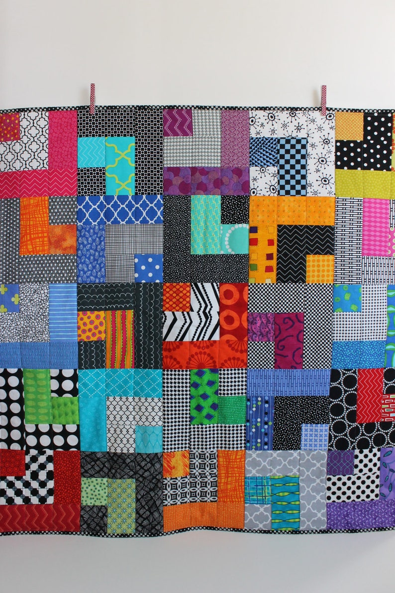 Modern Baby Quilt William Red Blue Yellow Etsy