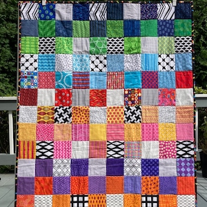 Modern Baby Quilt; &quot;Charity”; Modern Quilt; Geometric; Squares; Bright Colors; Baby Gift; Lap Quilt; Baby Blanket; Ready to Ship