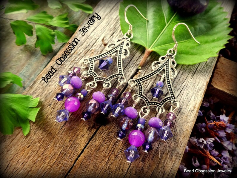 Purple Boho Earrings; Hippie Bead Earrings; Purple Gypsy Earrings; Festival Jewelry; Bohemian Earrings; Yoga Jewelry; Australian Seller
