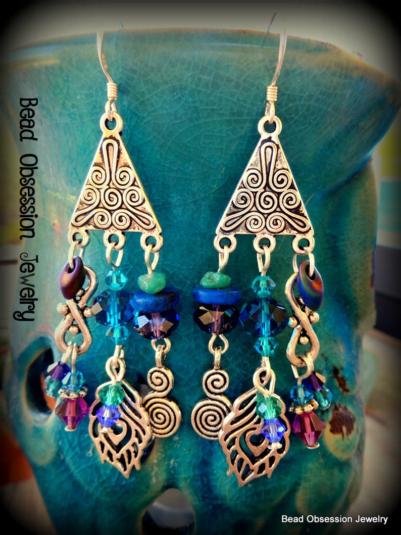 Pendientes de plumas de pavo real de plata Pendientes bohemios pendientes de plumas Pendientes Morados Hippie joyería del festival boho Vendedor australiano imagen 7