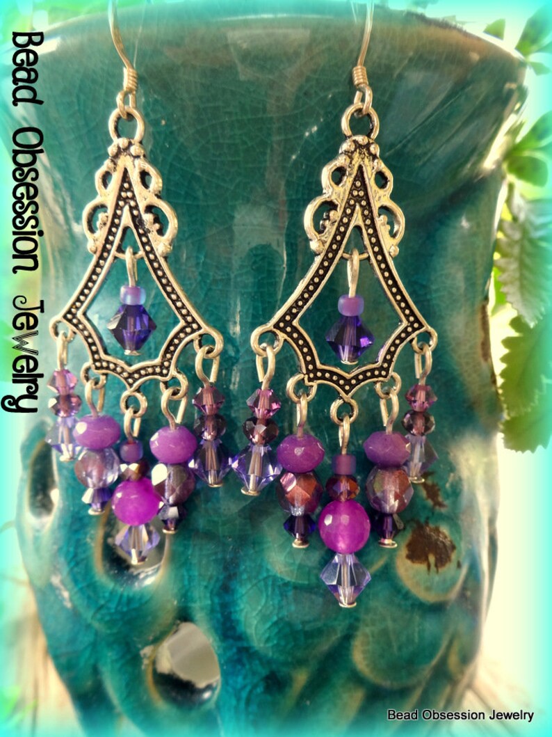 Purple Boho Earrings; Hippie Bead Earrings; Purple Gypsy Earrings; Festival Jewelry; Bohemian Earrings; Yoga Jewelry; Australian Seller