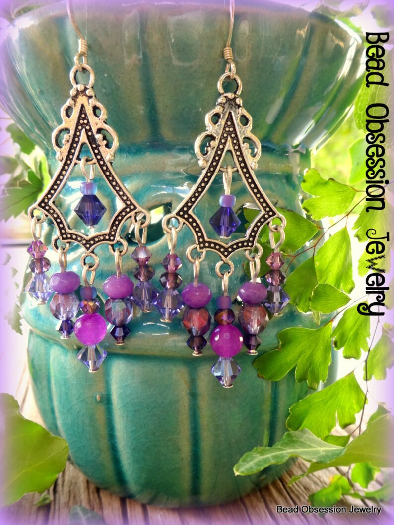 Purple Boho Earrings; Hippie Bead Earrings; Purple Gypsy Earrings; Festival Jewelry; Bohemian Earrings; Yoga Jewelry; Australian Seller