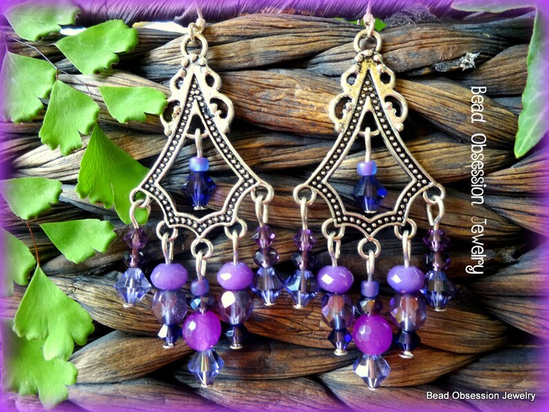 Purple Boho Earrings; Hippie Bead Earrings; Purple Gypsy Earrings; Festival Jewelry; Bohemian Earrings; Yoga Jewelry; Australian Seller
