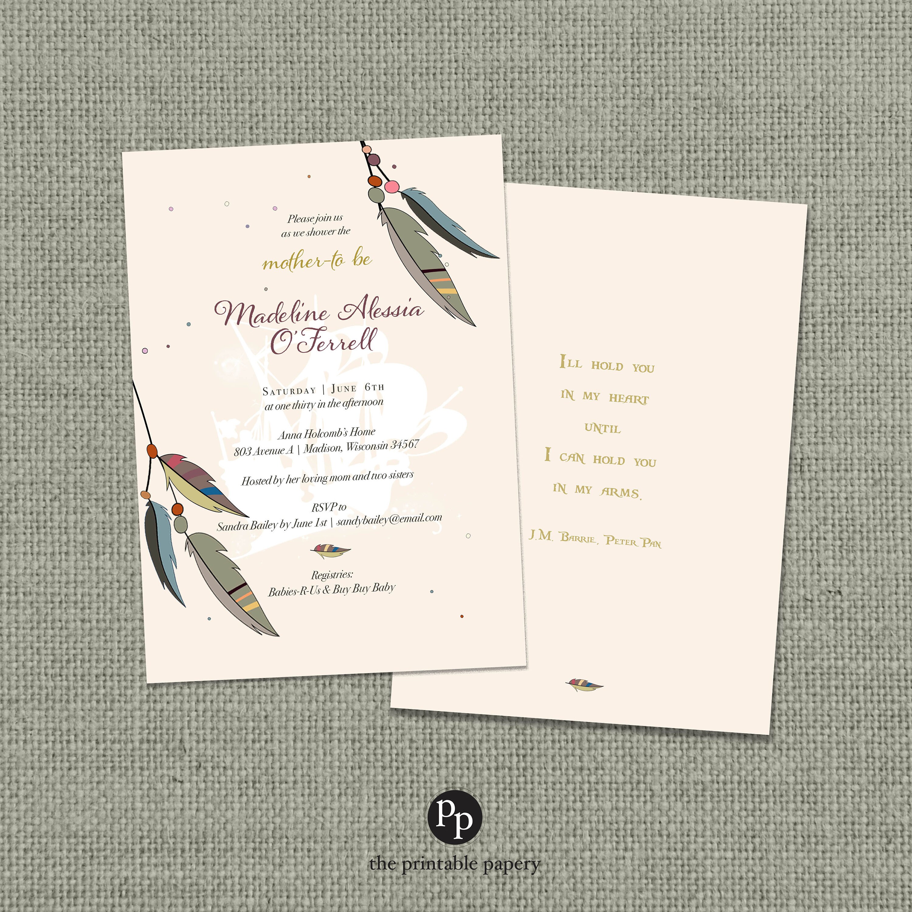 neverland baby shower invitations