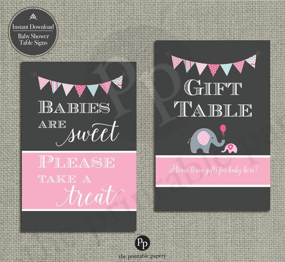 Baby Shower Table Signs 5x7 Baby Shower Treat Sign & Etsy