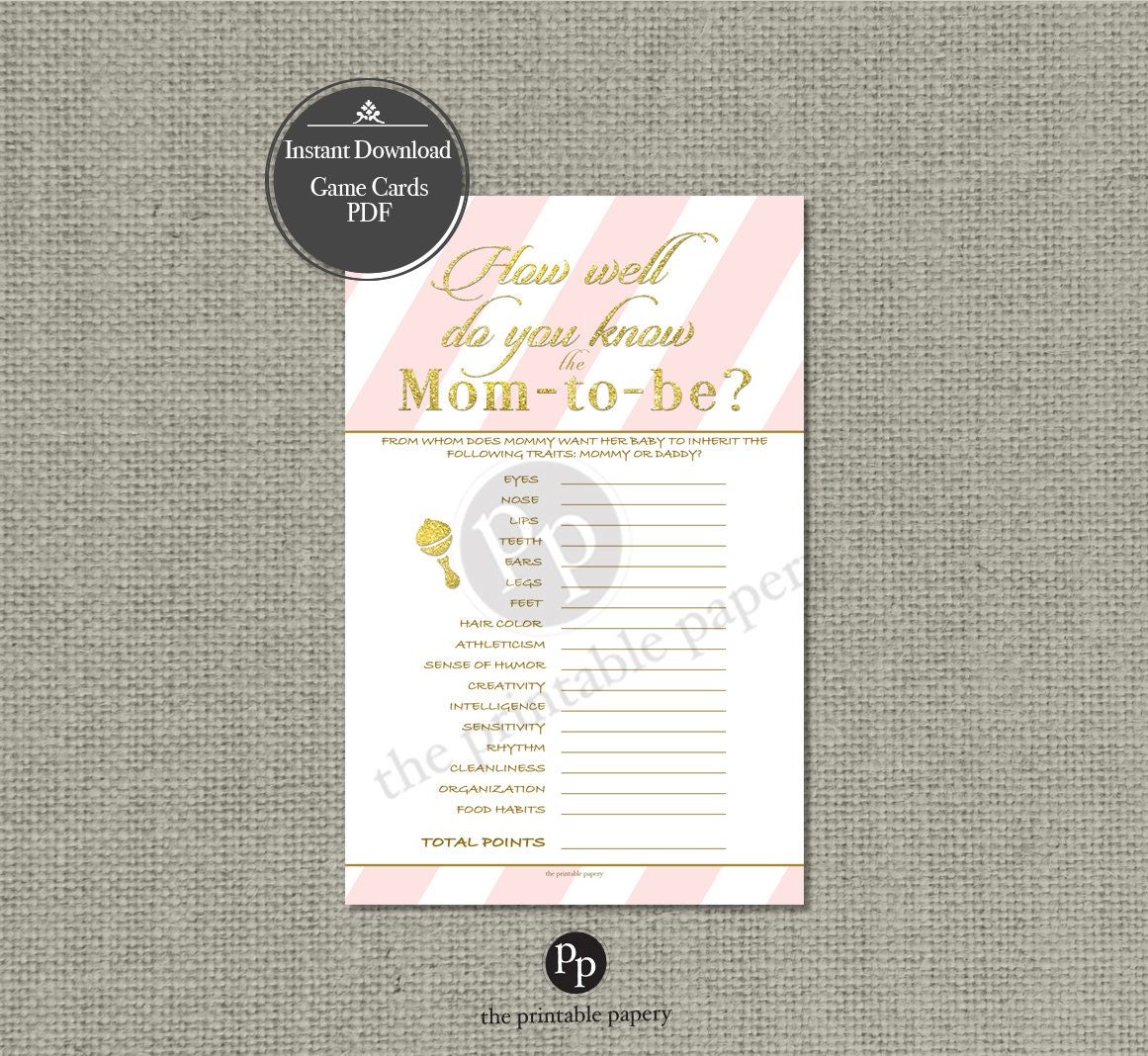 Printable How Well Do You Know The Mom To Be Baby Shower