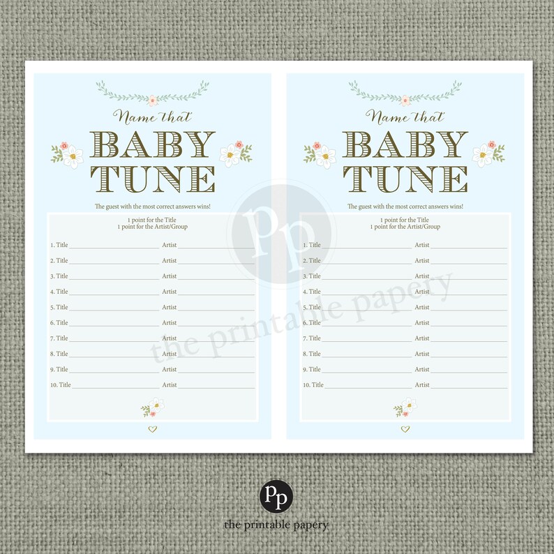 Printable Name that Baby Tune Baby Shower Game | Etsy