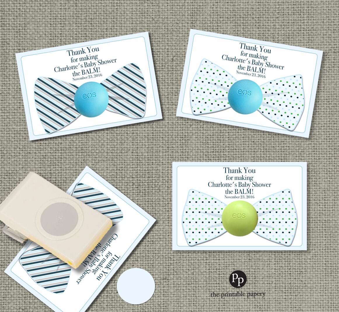 Bow Tie Baby Shower Gift Tags For Eos Lip Balm Gifts Thank You Tags Bow1 Eos1