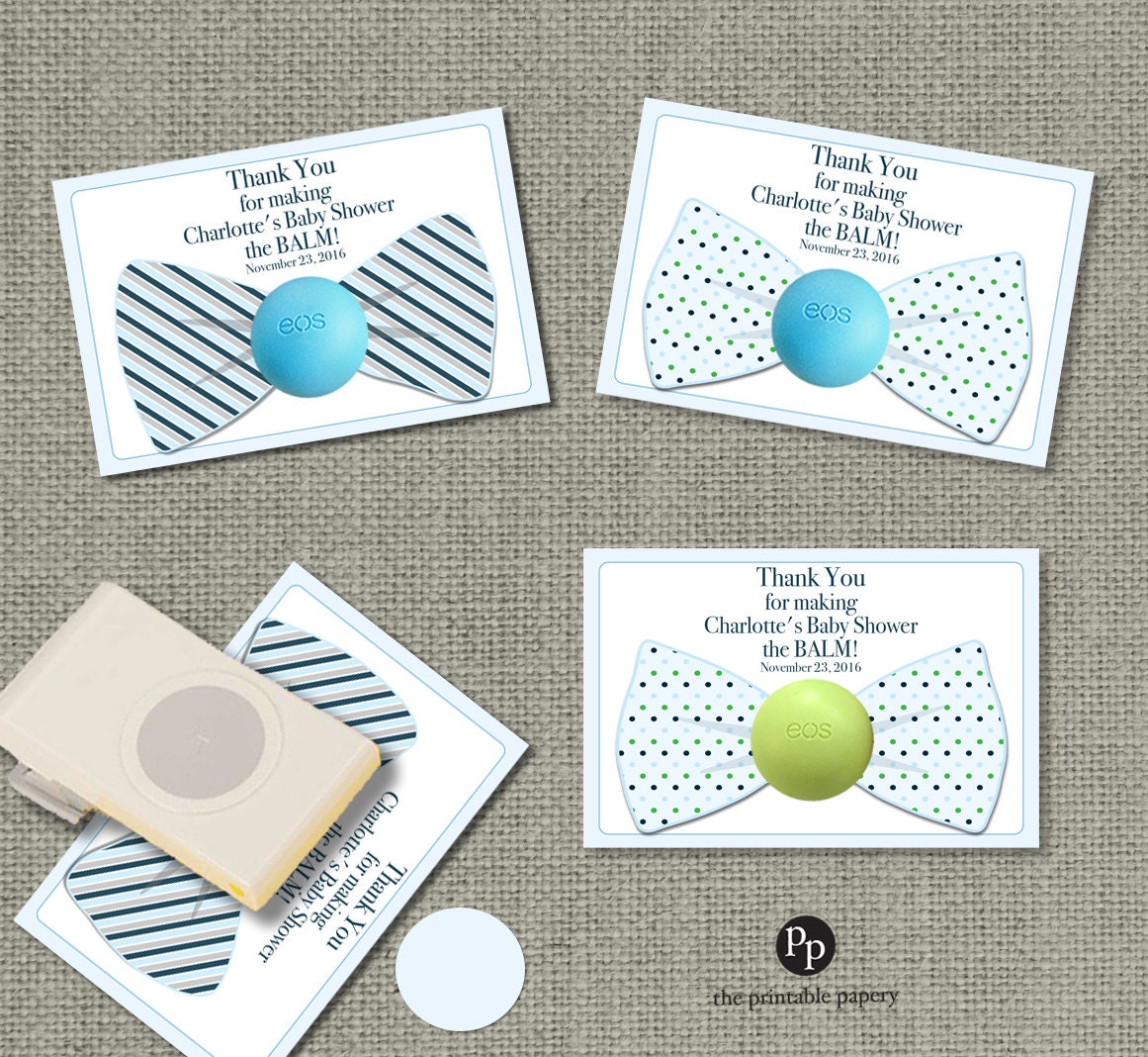 Bow Tie Baby Shower Gift Tags For Eos Lip Balm Gifts Thank You Tags Bow1 Eos1