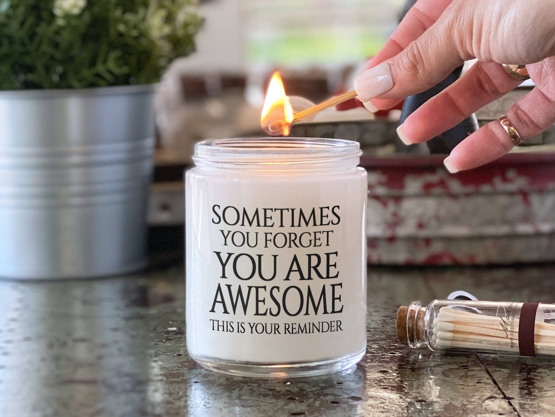 You Are Awesome Soy Candle Personalized Gift Avocado Body Etsy