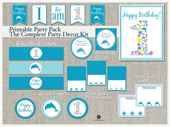 Printable Ocean Birthday Party Decoration Pack Beach Sea | Etsy
