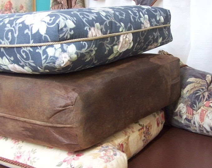 Custom CUSHIONS Made to Measure Your Choice of Fabrics Faux Leathers