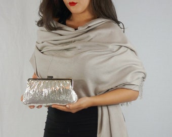 Scarf/Scarves/Pashmina Shawl/Shawl/Shawls/Cashmere Shawl/Cashmere Shawls/Cashmere Scarf/Cashmere Scarves/Blanket-Regular Shawl(Grey's-Black)