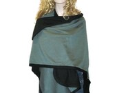 Cashmere Pashmina Group- Cape Woolen Reversible Ruana Knitted Poncho Shawl Cardigans Sweater Coat in Black to Blue Grey