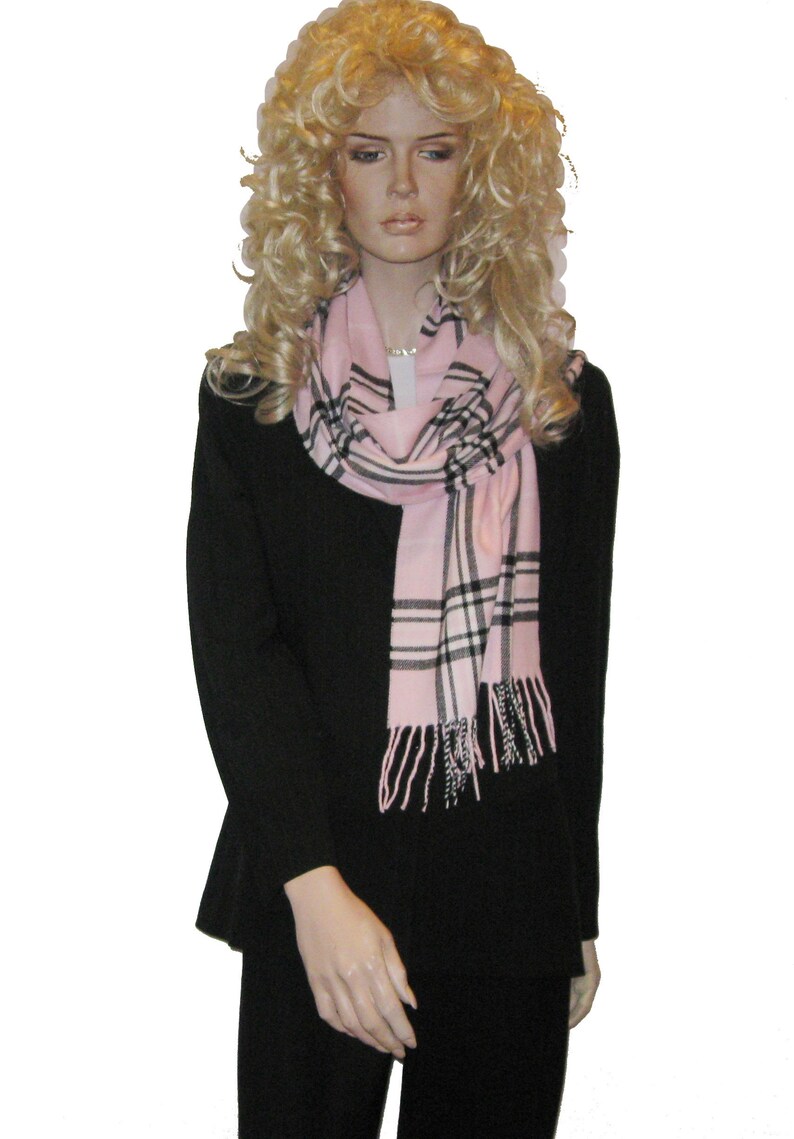 Cashmere Scarf/Cashmere Scarves/Check Scarves/Check Scarf/Unisex Scarf/Check Scarf Womens/Men's Scarves/Check scarves for sale/Scarf Pink image 3