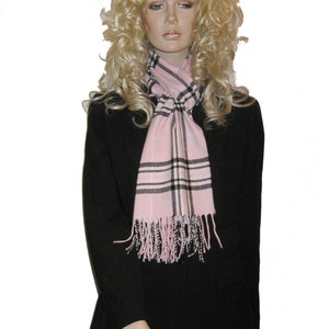 Cashmere Scarf/Cashmere Scarves/Check Scarves/Check Scarf/Unisex Scarf/Check Scarf Womens/Men's Scarves/Check scarves for sale/Scarf Pink Pink Check