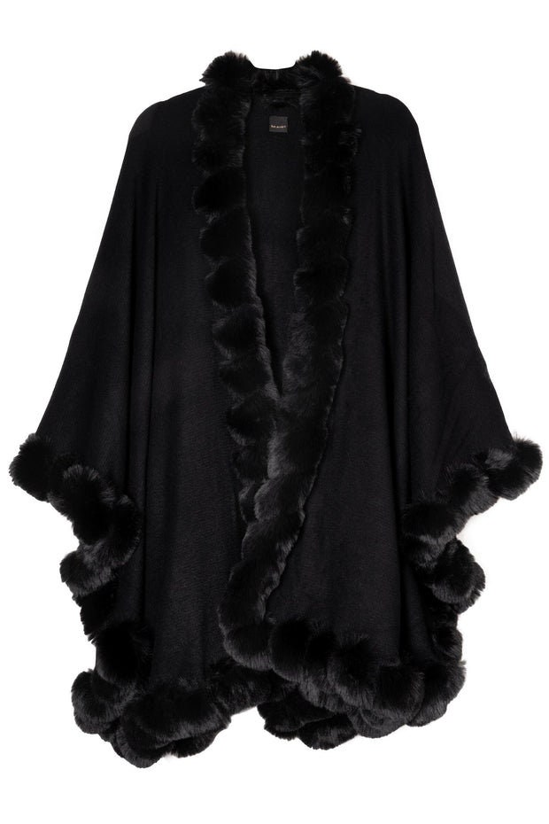 Faux Fur Capecapecapescashmere Capescashmere Cape With Fur Trimruanaponchocoatfur Cape