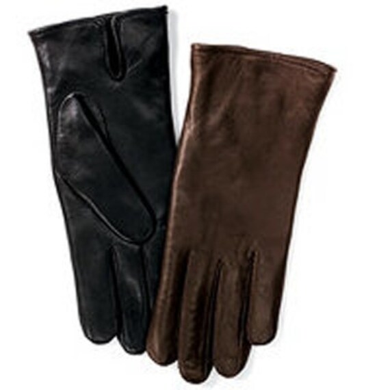 Leather long gloves Louis Vuitton Brown size 7.5 Inches in Leather