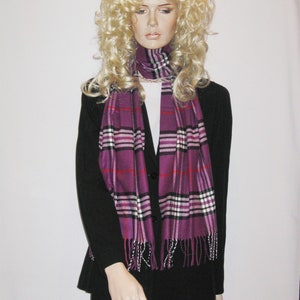 Cashmere Scarf/Cashmere Scarves/Check Scarves/Check Scarf/Unisex Scarf/Check Scarf Womens/Men's Scarves/Check scarves for sale/Scarf Pink Purple Check