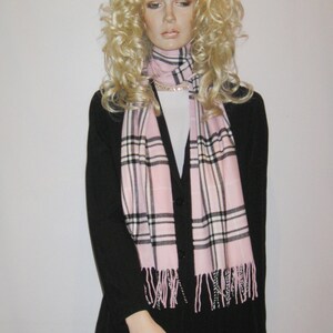 Cashmere Scarf/Cashmere Scarves/Check Scarves/Check Scarf/Unisex Scarf/Check Scarf Womens/Men's Scarves/Check scarves for sale/Scarf Pink image 2