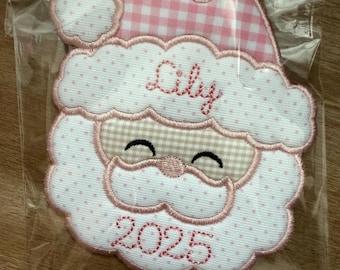 Personalized Embroidered Santa Ornament: Handmade Christmas Keepsake