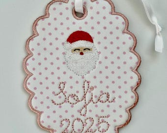 Baby’s First Christmas Ornament | Custom Embroidered Keepsake | Personalized Gingham Ornament | Child Name & Year Gift