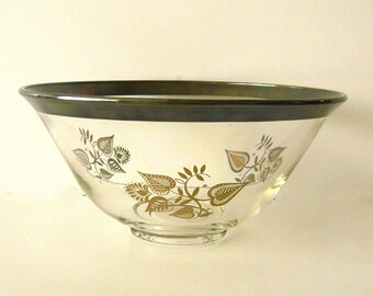 Georges Briard Silver Damask Serving Bowl Silver Overlay Glass Bowl Artist Signed