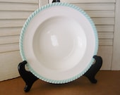 Johnson Brothers Old English Soup Bowl 8 3 4 Inch - White with Mint Green Roped Trim