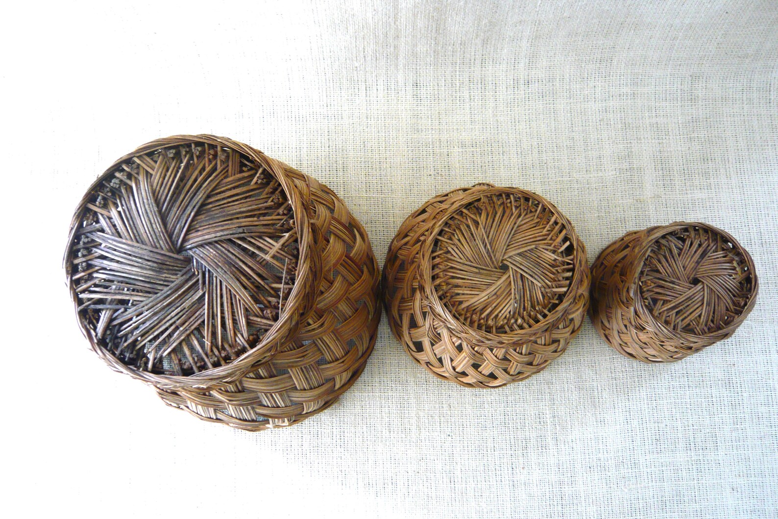 Vintage Reed Baskets Set of Three Graduated Sizes Etsy