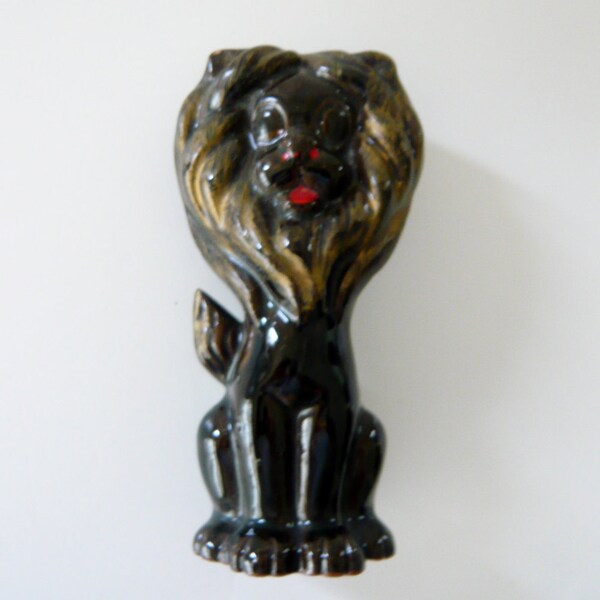 Vintage Lion Figurine Redware Made in Japan